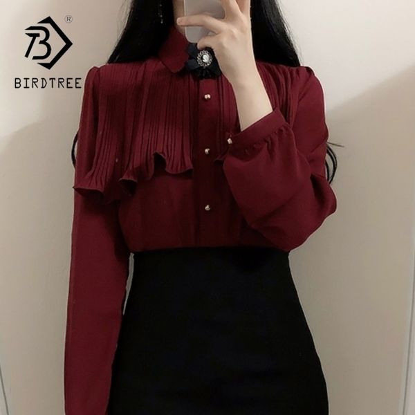 women elegant chiffon ruffled long sleeve shirt office lady turndown collar blouse spring new t01411m y200828, White
women elegant chiffon ruffled long sleeve shirt office lady turndown collar blouse spring new t01411m y200828, White