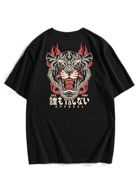 romwe guys letter tiger graphic tee m5nq#, White;black 
romwe guys letter tiger graphic tee m5nq#, White;black