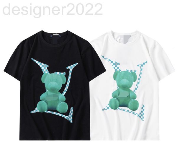 women's t-shirt designer 22 summer cartoon bear print short sleeve t-shirt casual versatile round neck loose men's and women', White
women's t-shirt designer 22 summer cartoon bear print short sleeve t-shirt casual versatile round neck loose men's and women', White