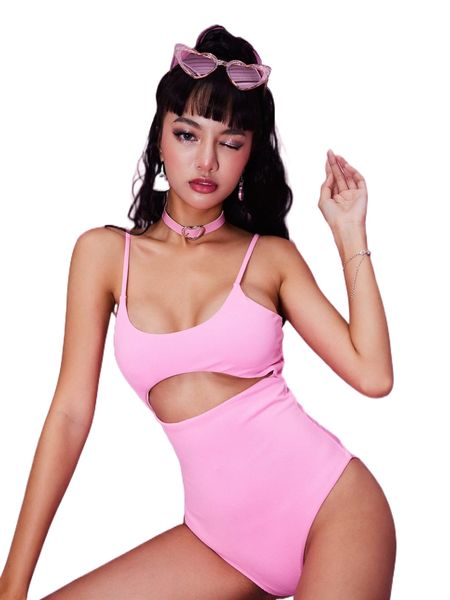 romwe y2k revival solid cut out one piece swimsuit 80lx#, White;black 
romwe y2k revival solid cut out one piece swimsuit 80lx#, White;black