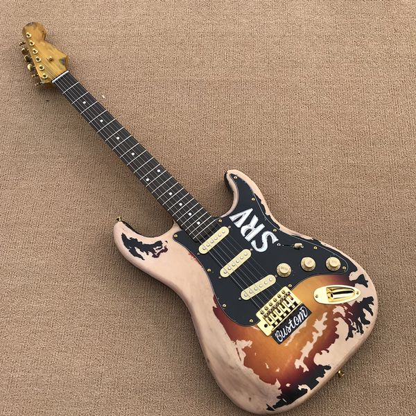 vintage tobacco sunburst electric guitar with handmake pickguard and microphones, rosewood fingerboard, providing customized
vintage tobacco sunburst electric guitar with handmake pickguard and microphones, rosewood fingerboard, providing customized
