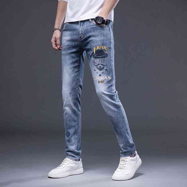 men's jeans men's spring and summer thin slim fit small feet elastic leisure trend korean high-end hybrid embroidered pants xcw9, Blue
men's jeans men's spring and summer thin slim fit small feet elastic leisure trend korean high-end hybrid embroidered pants xcw9, Blue