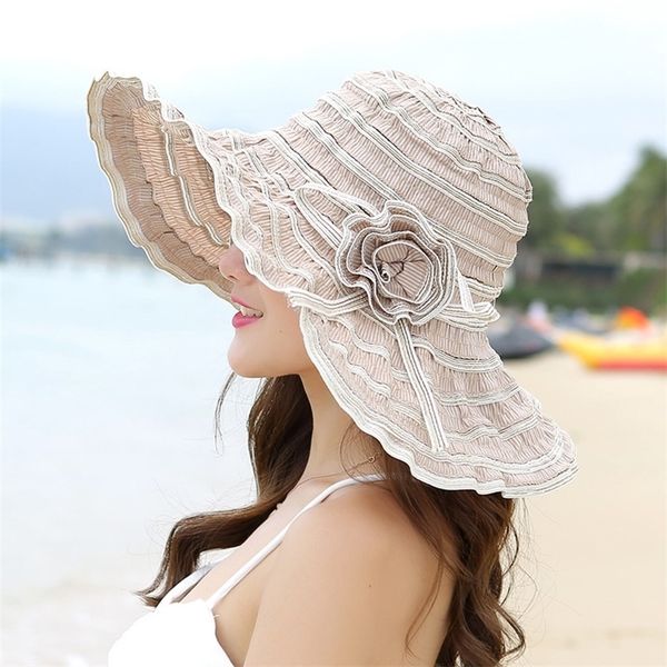 ht1676 fashion women hat korea style flower packable large wide brim hat antiuv adjustable ladies floppy beach sun hat 220712, Blue;gray 
ht1676 fashion women hat korea style flower packable large wide brim hat antiuv adjustable ladies floppy beach sun hat 220712, Blue;gray