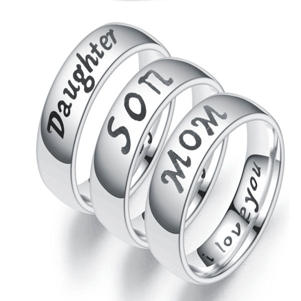 engraving text love mom dad son daughter stainless steel ring couple rings for women and men family couples jewelry, Silver
engraving text love mom dad son daughter stainless steel ring couple rings for women and men family couples jewelry, Silver