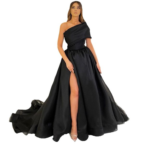 black one shoulder organza evening dresses 2022 saudi arabic a-line side slit prom party gowns robe de soiree vestido de fiesta, Black;red
black one shoulder organza evening dresses 2022 saudi arabic a-line side slit prom party gowns robe de soiree vestido de fiesta, Black;red