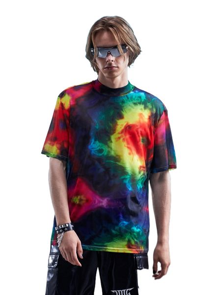 romwe goth guys tie dye tee q7n1#, White;black 
romwe goth guys tie dye tee q7n1#, White;black