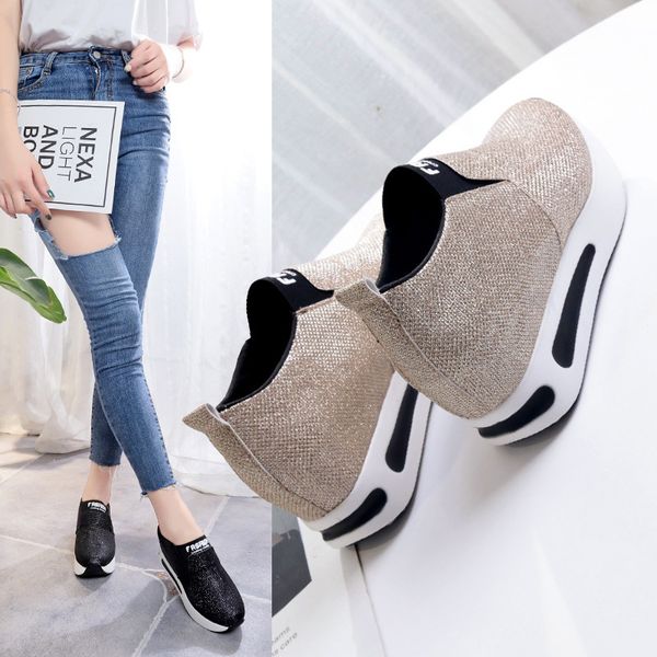 women shoes ladies flat thick bottom shoes slip on ankle boots casual platform sport shoes 2020 new women, Black
women shoes ladies flat thick bottom shoes slip on ankle boots casual platform sport shoes 2020 new women, Black