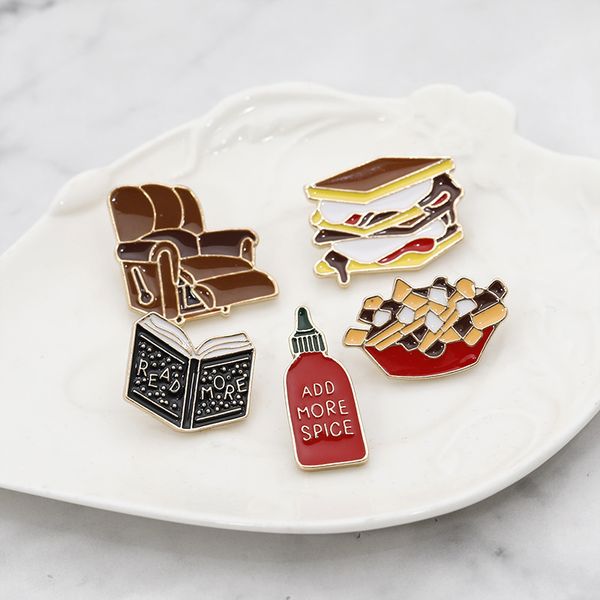 cute sandwich fries ketchup enamel pins creative book sofa brooches 5pcs /set gold plated brooch for girls denim shirt badge jewelry gift ba, Gray
cute sandwich fries ketchup enamel pins creative book sofa brooches 5pcs /set gold plated brooch for girls denim shirt badge jewelry gift ba, Gray