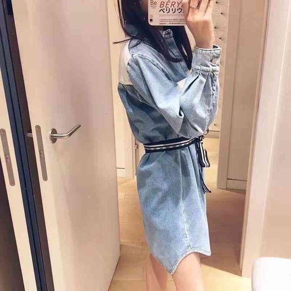 fadan maje19 early autumn women's wear contrast color matching patch bag lace up denim lapel shirt long sleeve dress, Black;gray
fadan maje19 early autumn women's wear contrast color matching patch bag lace up denim lapel shirt long sleeve dress, Black;gray