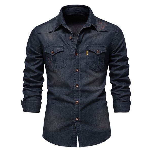 aiopeson brand elastic cotton denim shirt men long sleeve quality cowboy shirts for casual slim fit s designer clothing 220321, White;black
aiopeson brand elastic cotton denim shirt men long sleeve quality cowboy shirts for casual slim fit s designer clothing 220321, White;black