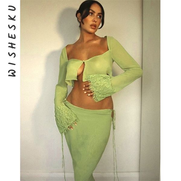 mesh two piece set women square collar long sleeve cropped cardigan high waist lace up ribbon maxi skirts outfits 220510, White
mesh two piece set women square collar long sleeve cropped cardigan high waist lace up ribbon maxi skirts outfits 220510, White