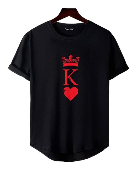 men heart print short sleeve tee l5hn#, White;black