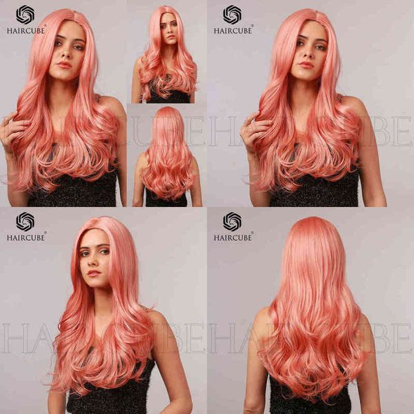 style women's pink split wig long wave curl youth beautiful synthetic 220527, Black
style women's pink split wig long wave curl youth beautiful synthetic 220527, Black