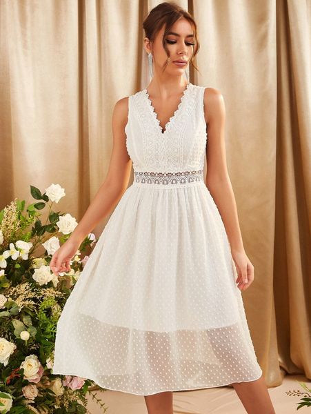 lace bodice swiss dot dress 63gq#, Black;gray