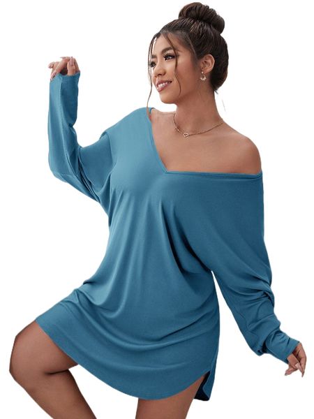 plus solid night dress i6da#, Black;white
plus solid night dress i6da#, Black;white