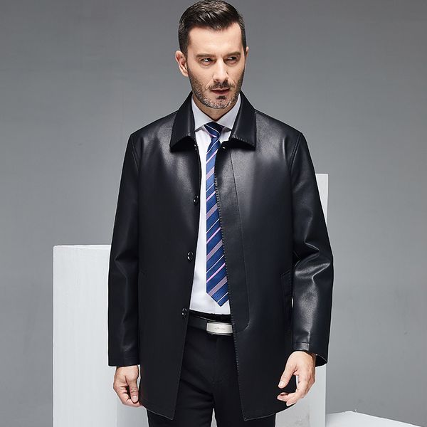 black casual leather coat men medium length windbreaker male wears leather jacket spring autumn plus size trench clothing
black casual leather coat men medium length windbreaker male wears leather jacket spring autumn plus size trench clothing