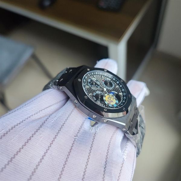41mm complicated functions men watch stainless steel ceramic 26574 rg aps automatic 5134 movement waterproof sapphire 259g, Slivery;brown
41mm complicated functions men watch stainless steel ceramic 26574 rg aps automatic 5134 movement waterproof sapphire 259g, Slivery;brown
