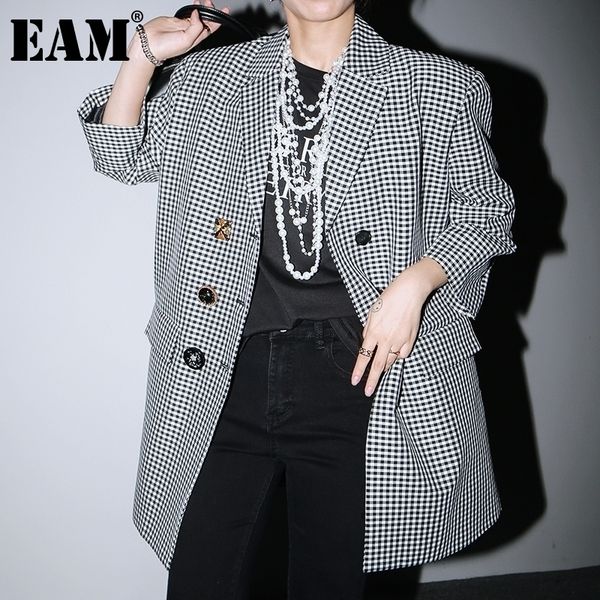 eam women black plaid big size blazer lapel threequarter sleeve loose fit jacket fashion spring autumn 1da151 y201026, White;black
eam women black plaid big size blazer lapel threequarter sleeve loose fit jacket fashion spring autumn 1da151 y201026, White;black