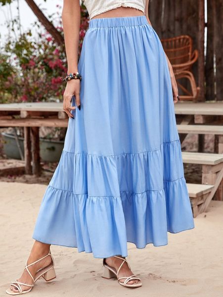 solid ruffle hem skirt h6hn#, Black
solid ruffle hem skirt h6hn#, Black