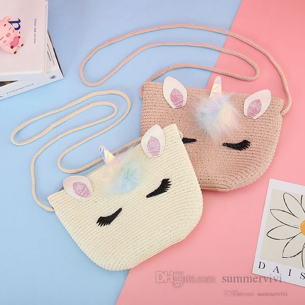 fashion girls grass unicorn handbags kids plush pompon applique one-shoulder princess bag children straw weaving messenger cartoon bag purse, Black
fashion girls grass unicorn handbags kids plush pompon applique one-shoulder princess bag children straw weaving messenger cartoon bag purse, Black