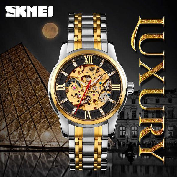 spiral watch business crown men's stainless steel round single fold buckle metal hollow automatic mechanical watch, Slivery;brown
spiral watch business crown men's stainless steel round single fold buckle metal hollow automatic mechanical watch, Slivery;brown