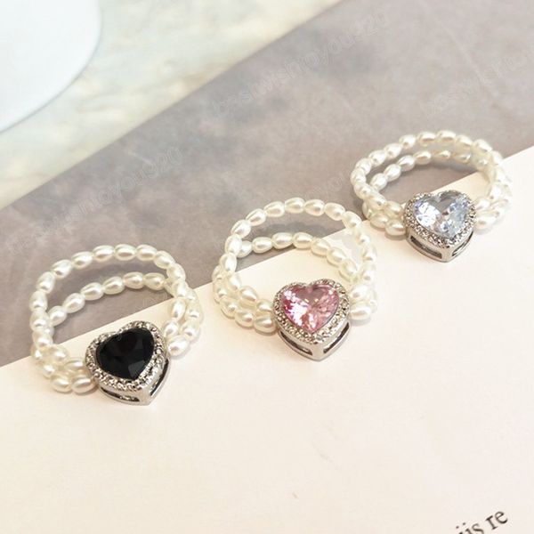 fashion jewelry double-layer pearl bead rings sweet temperament elastic rope love rhinestones finger ring wedding party jewelry, Silver
fashion jewelry double-layer pearl bead rings sweet temperament elastic rope love rhinestones finger ring wedding party jewelry, Silver