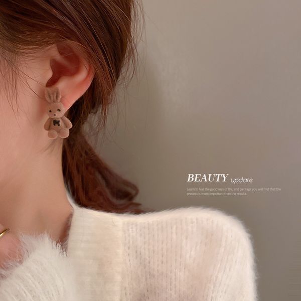 925 silver needle flocking bow rabbit earrings korean sweet cute girlish heart ear studs temperament gentle ladys earrings, Golden
925 silver needle flocking bow rabbit earrings korean sweet cute girlish heart ear studs temperament gentle ladys earrings, Golden