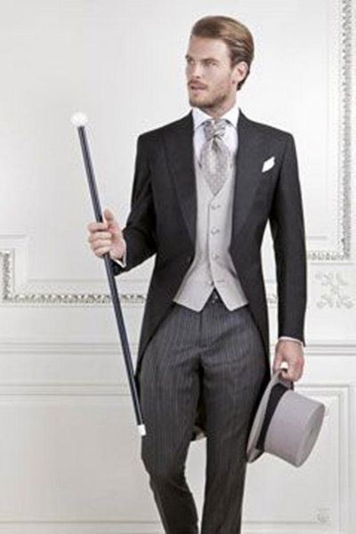 men's suits & blazers wholesale- arrival custom made men's formal morning one button black jacket with white stripes pants wedding, White;black
men's suits & blazers wholesale- arrival custom made men's formal morning one button black jacket with white stripes pants wedding, White;black