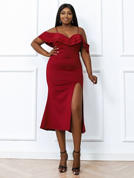 seomiscky plus cold shoulder ruffle trim rhinestone split thigh dress z9zt#, Black
seomiscky plus cold shoulder ruffle trim rhinestone split thigh dress z9zt#, Black