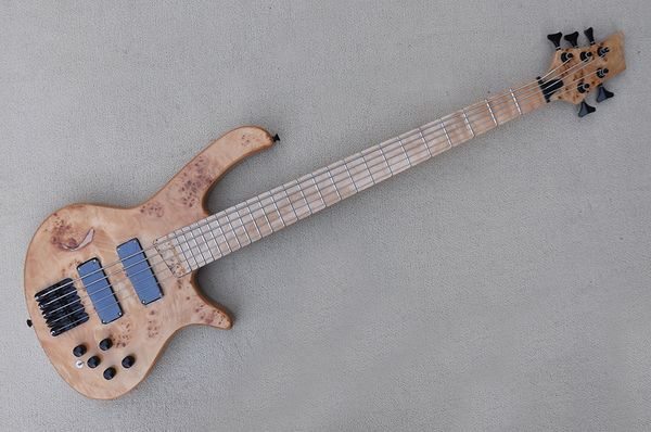 factory custom natural wood color 5-string electric bass guitar with burly grain veneer black hardwares maple fingerboard no fret inlay offe
factory custom natural wood color 5-string electric bass guitar with burly grain veneer black hardwares maple fingerboard no fret inlay offe