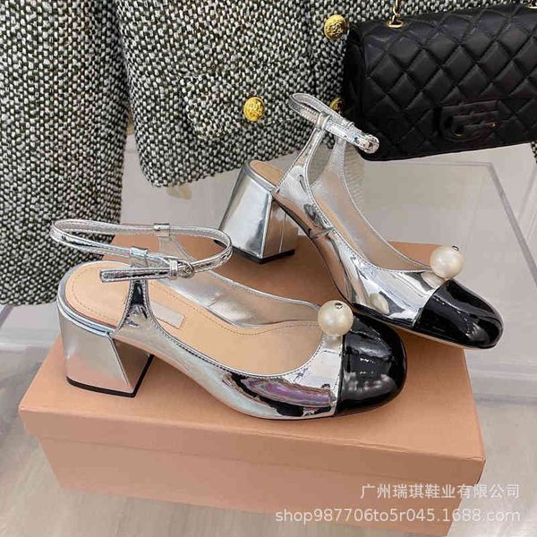 sandals summer miu family high heels women's round head pearl mary jane shoes thick heel flat button single yhny, Black
sandals summer miu family high heels women's round head pearl mary jane shoes thick heel flat button single yhny, Black