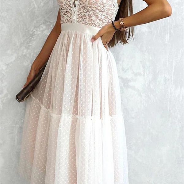 deep v neck crochet hollow lace mid dress elegant sleeveless backless waist sling women fashion polka dot party 220506, Black;gray
deep v neck crochet hollow lace mid dress elegant sleeveless backless waist sling women fashion polka dot party 220506, Black;gray