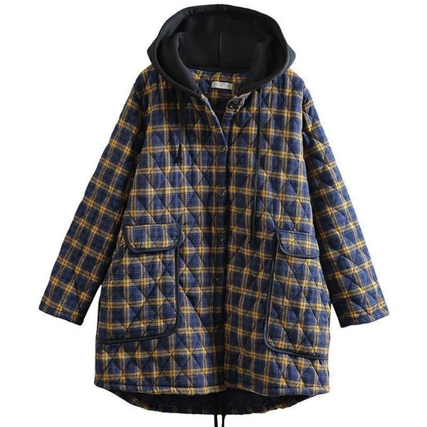johnature women hooded plaid parkas vintage button coats loose autumn winter pockets female casual warm parkas coats lj201127, Black
johnature women hooded plaid parkas vintage button coats loose autumn winter pockets female casual warm parkas coats lj201127, Black