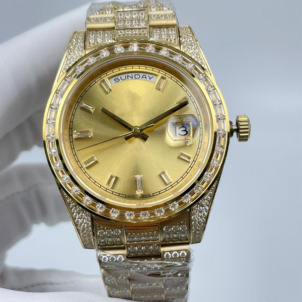 2022 new full diamond square diamond ring watch, men's casual and versatile double calendar, 41mm automatic machinery., Slivery;brown
2022 new full diamond square diamond ring watch, men's casual and versatile double calendar, 41mm automatic machinery., Slivery;brown