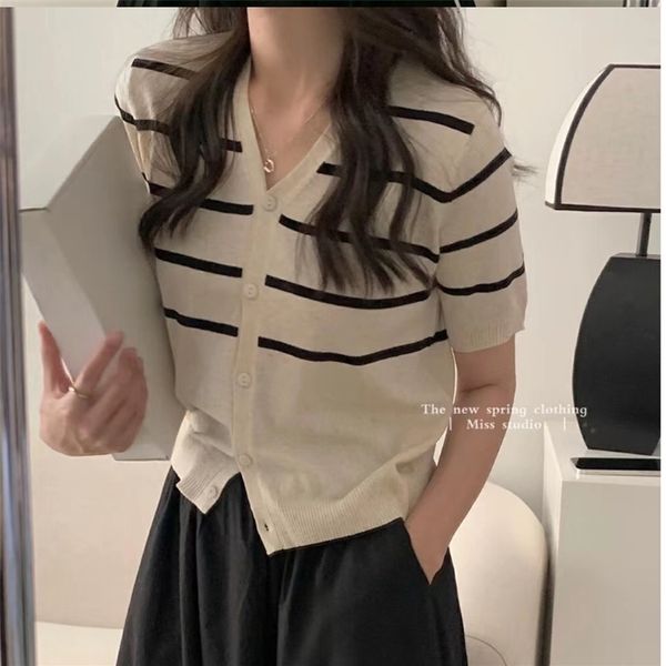 women's sweaters summer korean loose v-neck short stripe knitted cardigan thin ice silk sleeve t-shirt trbv, White;black
women's sweaters summer korean loose v-neck short stripe knitted cardigan thin ice silk sleeve t-shirt trbv, White;black