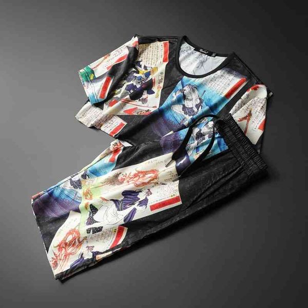 men's sports fashion trend brand clothing summer short sleeve t-shirt set style round casual print, Gray
men's sports fashion trend brand clothing summer short sleeve t-shirt set style round casual print, Gray