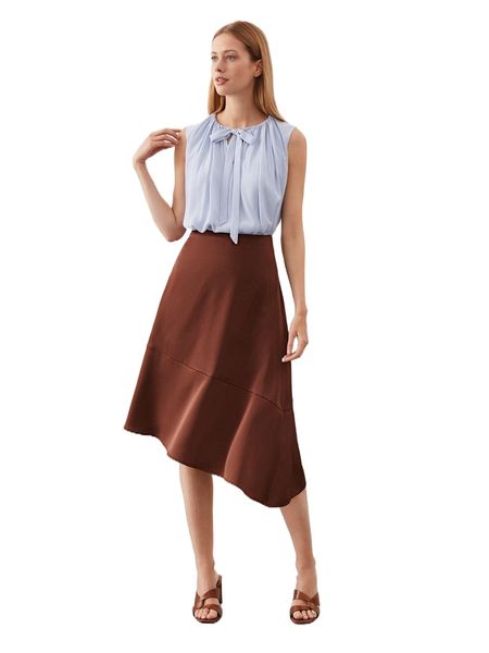 motf premium asymmetrical knee length skirt n5iq#, Black
