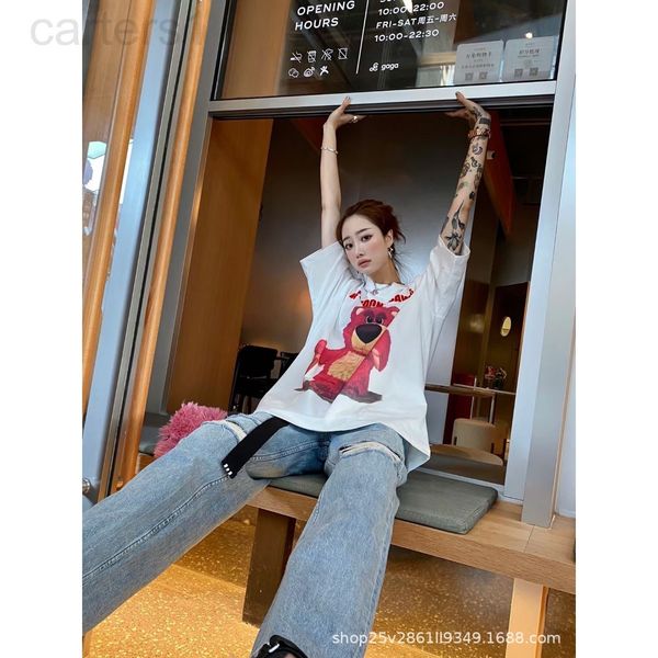 women's t-shirt designer we family 22 spring and summer new minority design strawberry bear velvet letter printing loose bai tie short, White
women's t-shirt designer we family 22 spring and summer new minority design strawberry bear velvet letter printing loose bai tie short, White
