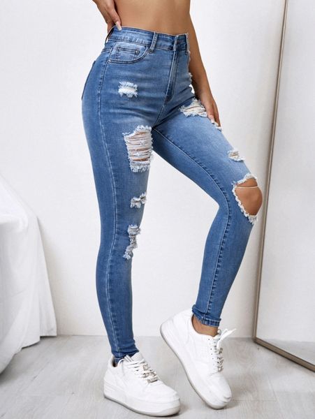 washed ripped skinny jeans q4do#, Blue