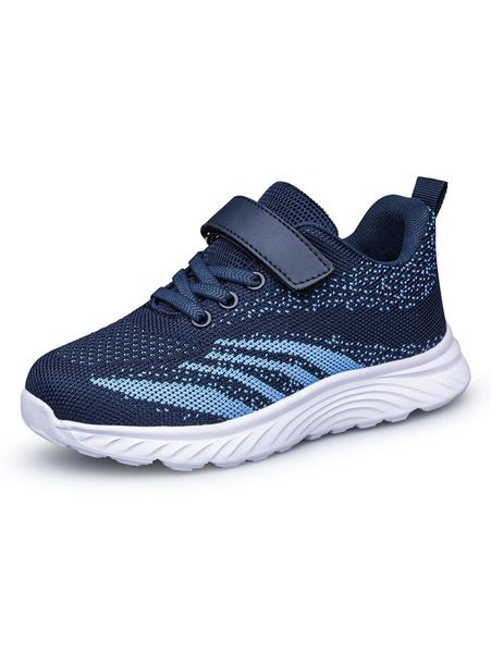 boys knit detail hook-and-loop fastener running shoes she, Black