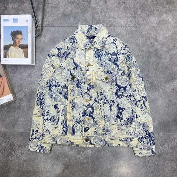 xinxinbuy designers jackets men women destroyed tie dye flower embroidery denim fabric lapel neck streetwear black blue gray s-xl, Black;brown 
xinxinbuy designers jackets men women destroyed tie dye flower embroidery denim fabric lapel neck streetwear black blue gray s-xl, Black;brown