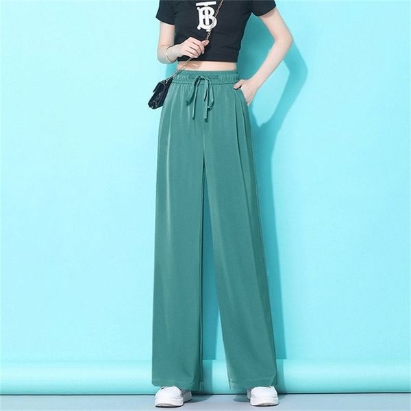 women s simple high waisted wide leg pants summer casual all match loose thin section mopping straight leg 220808, Black;white
women s simple high waisted wide leg pants summer casual all match loose thin section mopping straight leg 220808, Black;white