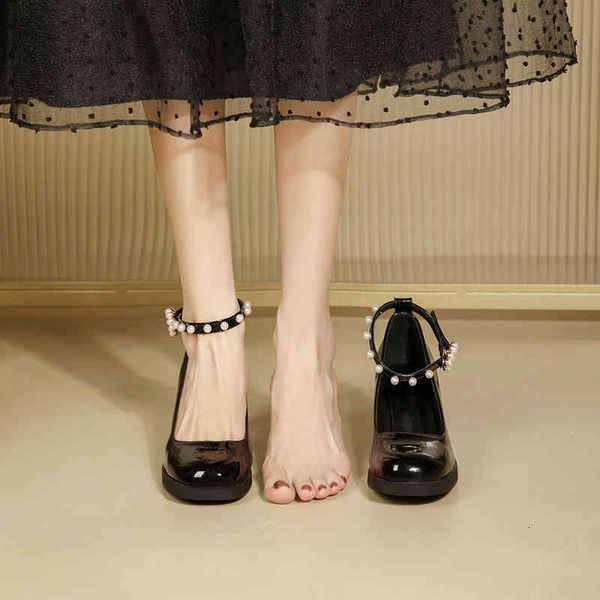 dress shoes french pearl chain mary jane shoes spring and summer shallow mouth thick high-heeled single women's versatile ss a8g7, Black
dress shoes french pearl chain mary jane shoes spring and summer shallow mouth thick high-heeled single women's versatile ss a8g7, Black