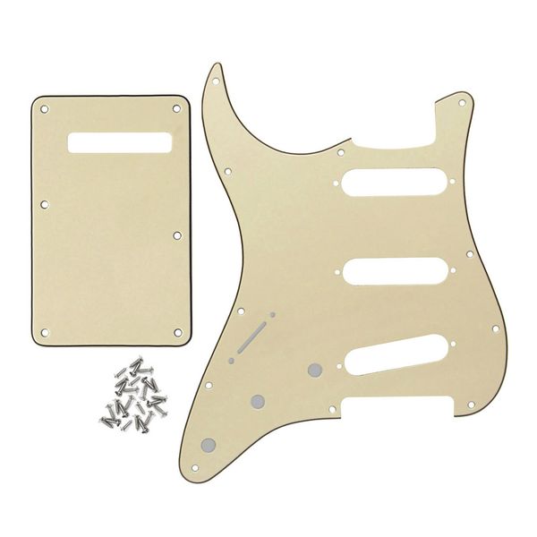 1 set left-handed 11 holes sss guitar pickguard scratch plate backplate screws cream 3ply for electric guitar parts
1 set left-handed 11 holes sss guitar pickguard scratch plate backplate screws cream 3ply for electric guitar parts