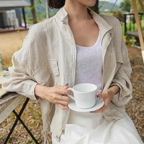 women's jackets korean summer fall women jacket bat sleeved stand collar 2022 casual loose pockets cargo cotton and linen zipper short, Black;brown
women's jackets korean summer fall women jacket bat sleeved stand collar 2022 casual loose pockets cargo cotton and linen zipper short, Black;brown