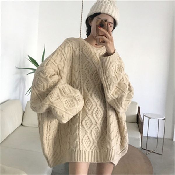 women sweater autumn winter solid oversize sweater elegant casual knit sweater women pullover plus size jumper sweter 35 y200720, White;black
women sweater autumn winter solid oversize sweater elegant casual knit sweater women pullover plus size jumper sweter 35 y200720, White;black
