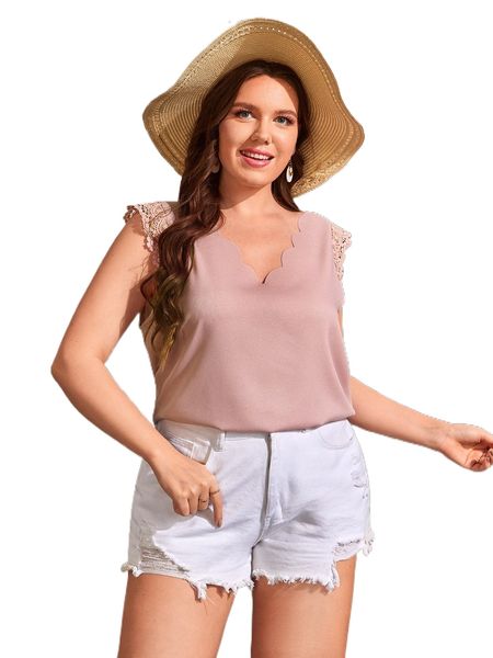 plus guipure lace panel scallop trim blouse u0tg#, Black
plus guipure lace panel scallop trim blouse u0tg#, Black