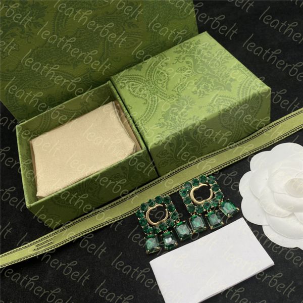 green diamond ear stud gold double letter earrings classic square studs for women designer pendant earrings with box, Golden;silver
green diamond ear stud gold double letter earrings classic square studs for women designer pendant earrings with box, Golden;silver