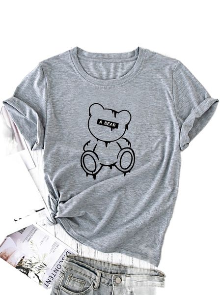 cartoon & letter graphic tee w4qq#, White