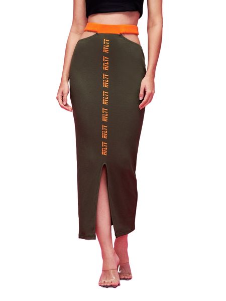 x rylty cut out waist letter pattern split hem skirt e1lq#, Black 
x rylty cut out waist letter pattern split hem skirt e1lq#, Black